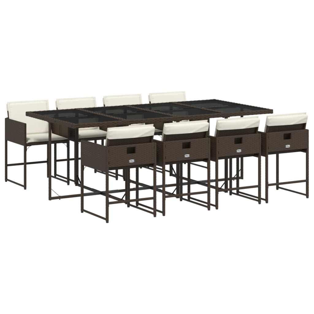 Garden Dining Set Brown, Cream white, Black