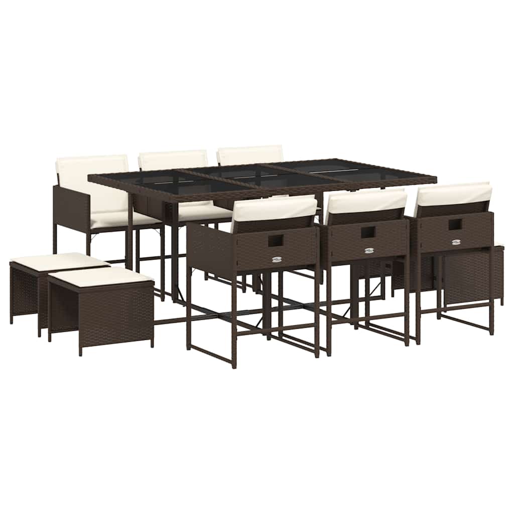 Garden Dining Set Brown, Cream White, Black