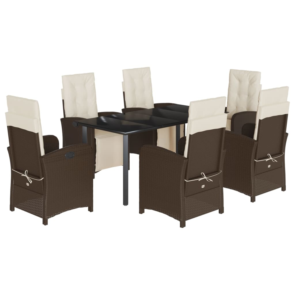 Garden Dining Set Brown, Cream White, Black