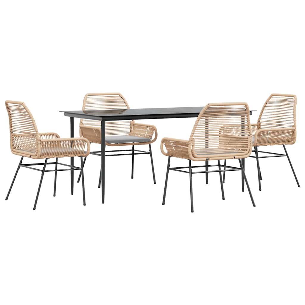 Garden Dining Set Brown, Light Gray, Black