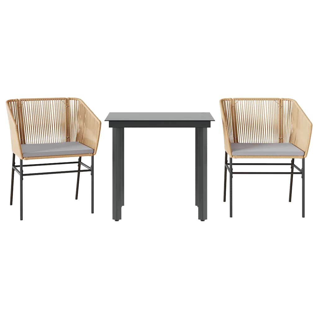 Garden Dining Set Brown PE Rattan 3 Piece Set
