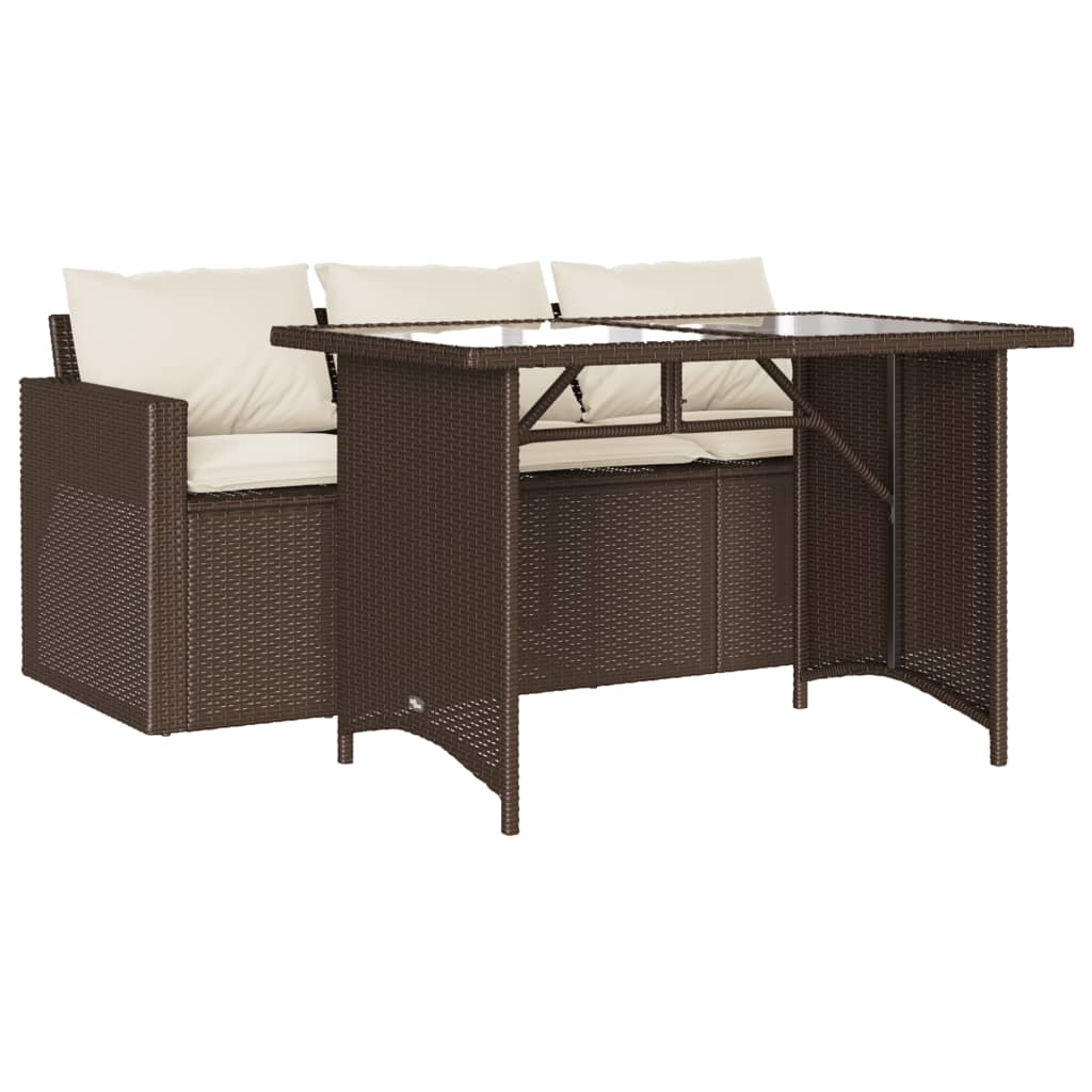 Garden Dining Set Brown PE rattan 3-seater sofa Sturdy