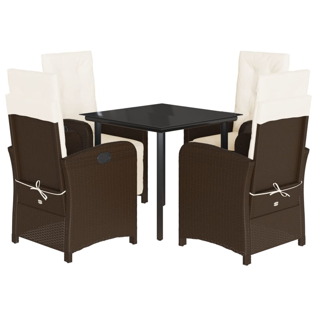 Garden Dining Set Brown PE rattan 4-seater Adjustable Footrests