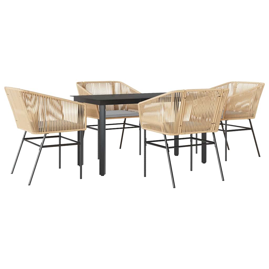 Garden Dining Set Brown PE rattan 4-seater UV-resistant materials