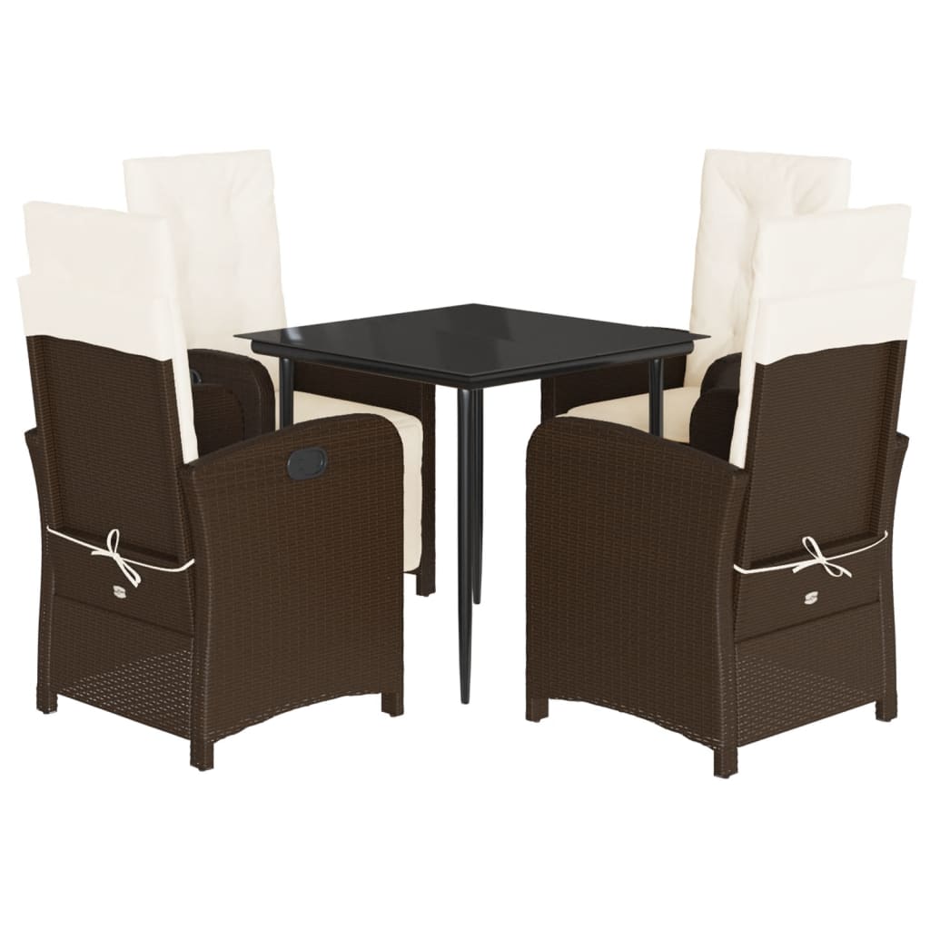 Garden Dining Set Brown PE rattan 5 Piece Set