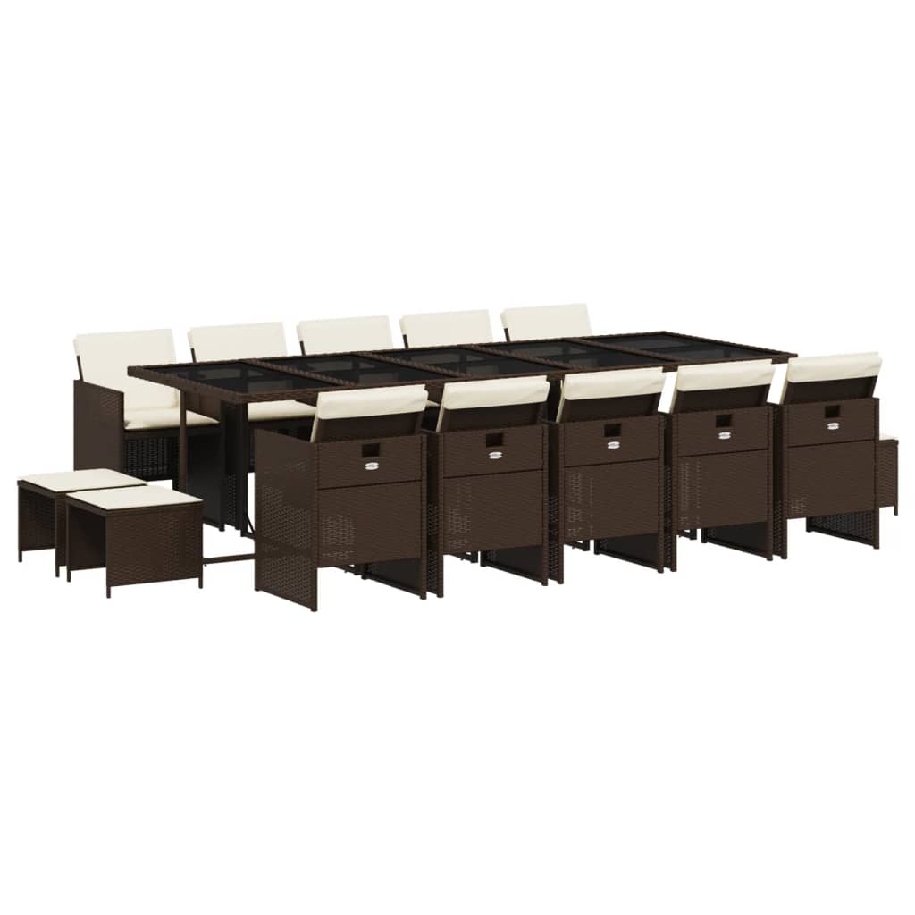 Garden Dining Set Brown PE rattan Large Foldable