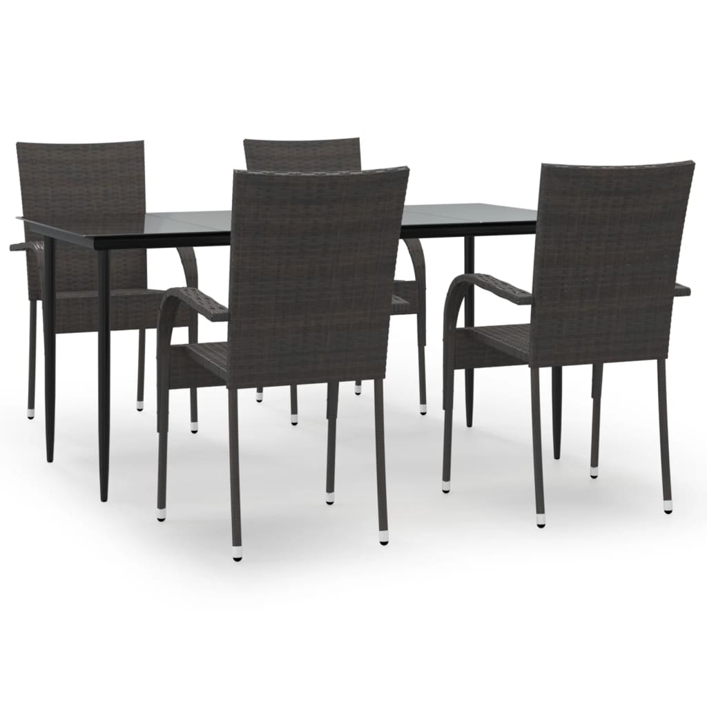 Garden Dining Set Brown PE Rattan Large Stackable