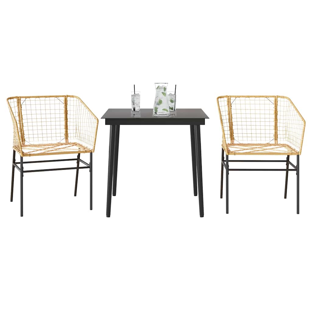Garden Dining Set Brown PE Rattan Medium Durable