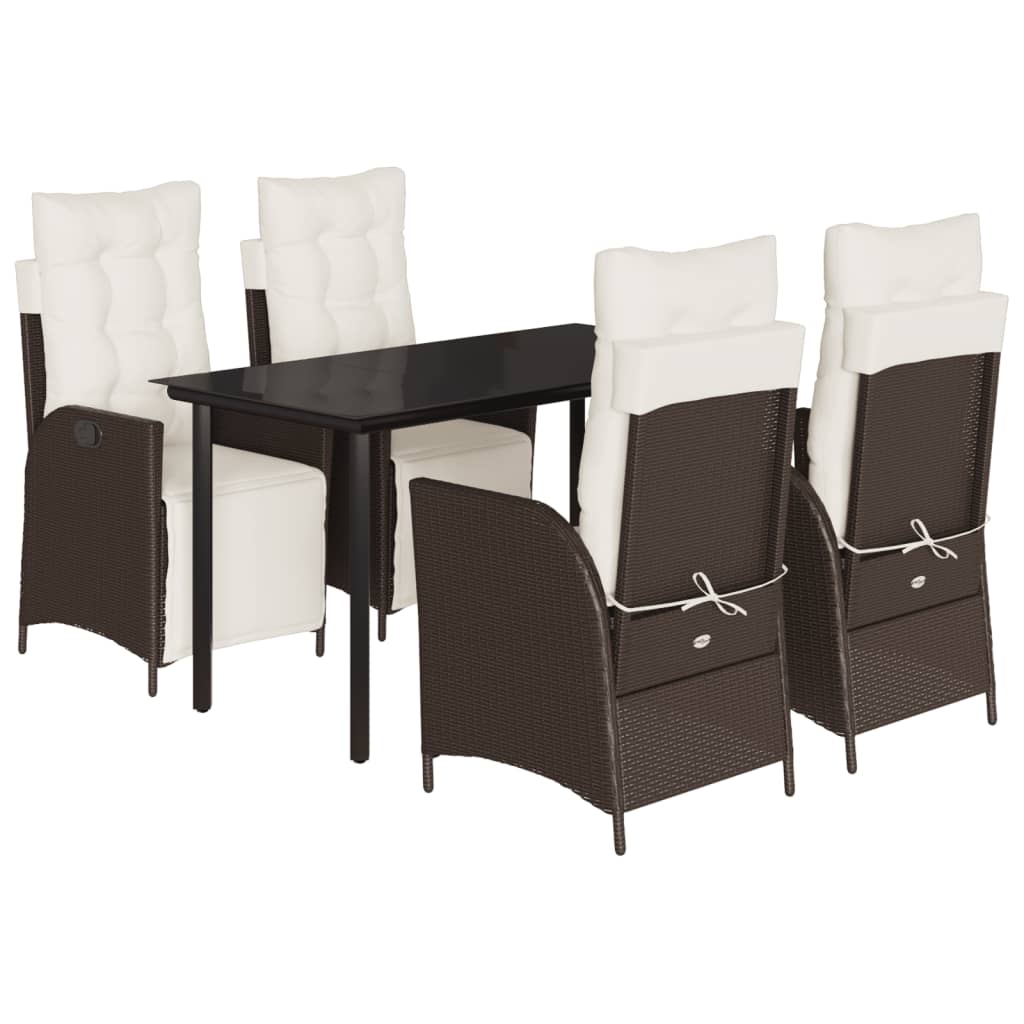 Garden Dining Set Brown PE rattan Medium Removable Covers