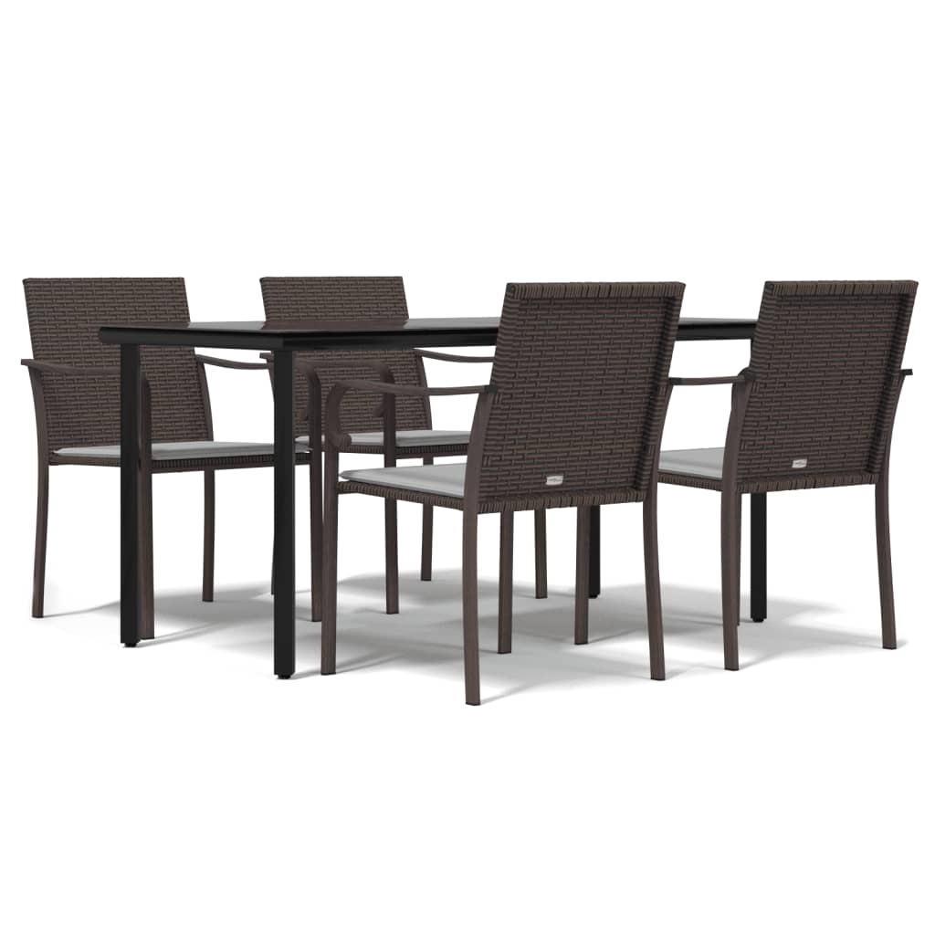 Garden Dining Set Brown PE Rattan Medium Seats Many