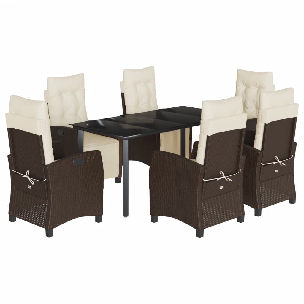 Garden Dining Set Brown PE rattan Moderate Adjustable Footrests