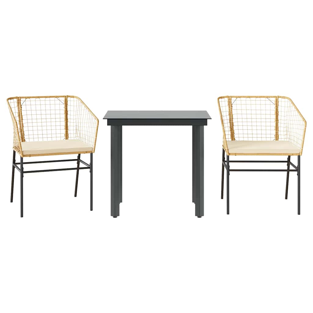 Garden Dining Set Brown Poly Rattan 2-seater