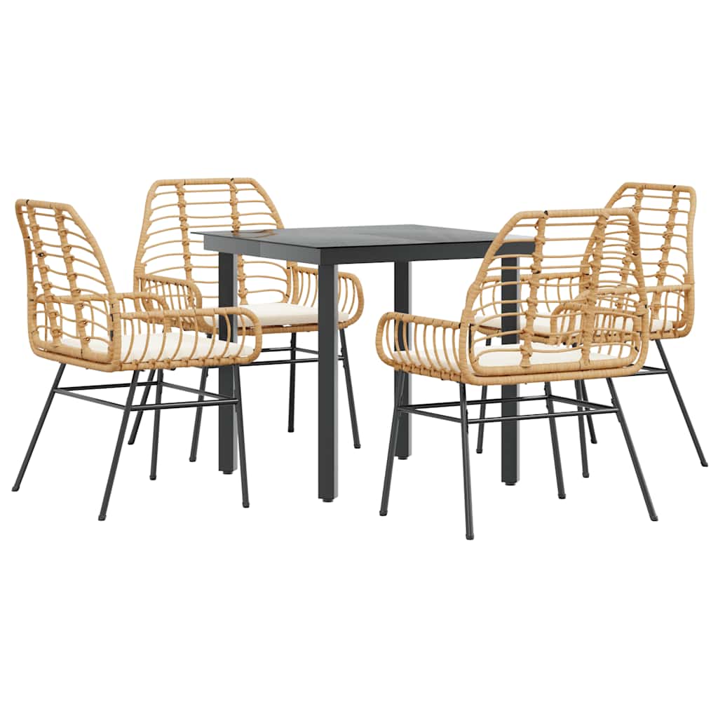 Garden Dining Set Brown Poly Rattan 4-seater