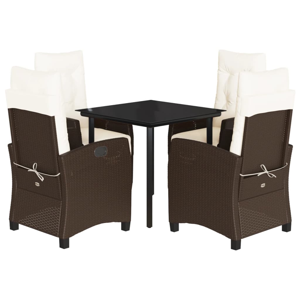 Garden Dining Set Brown Poly Rattan 5 Piece Set