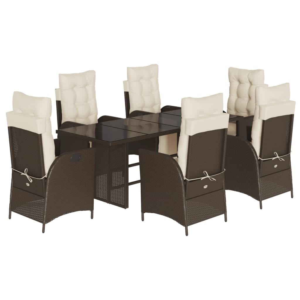 Garden Dining Set Brown Poly Rattan 7 Piece Set