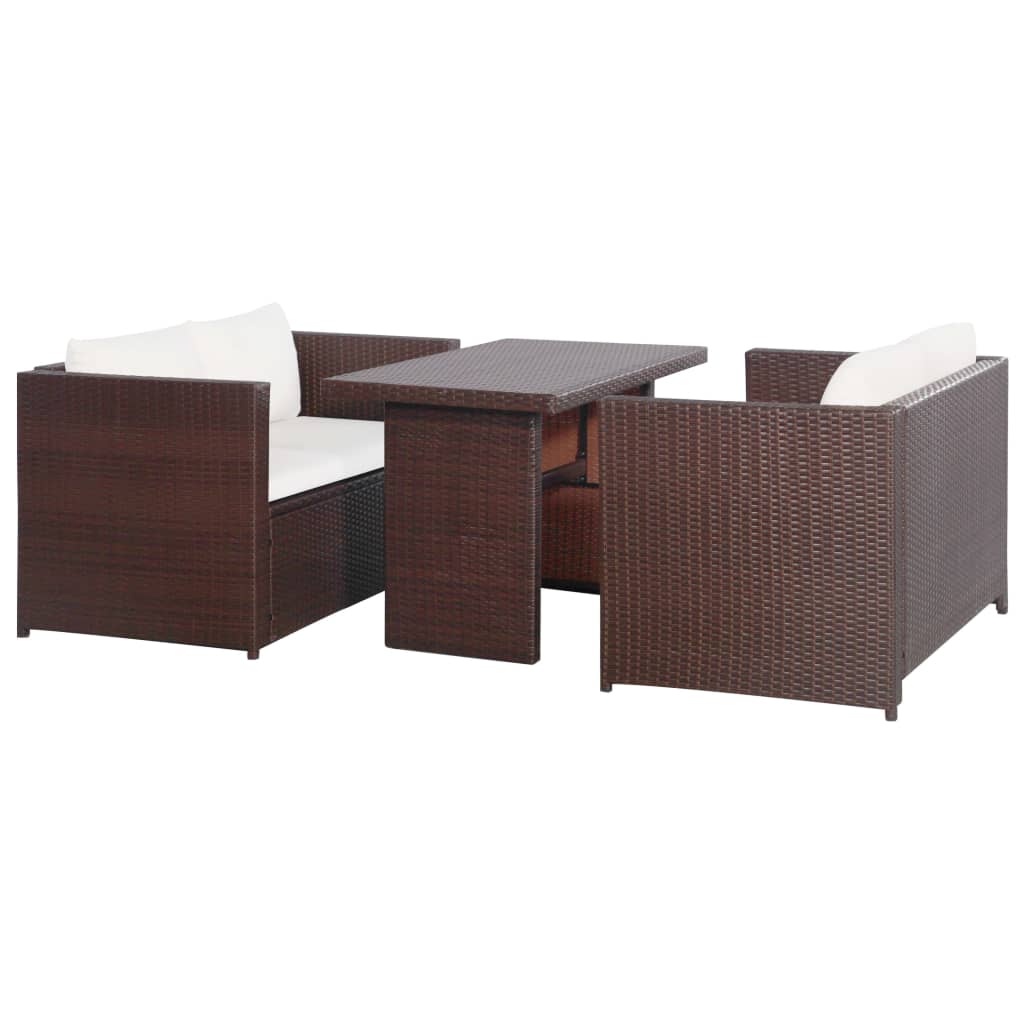 Garden Dining Set Brown Polyethylene rattan 3 Piece Set