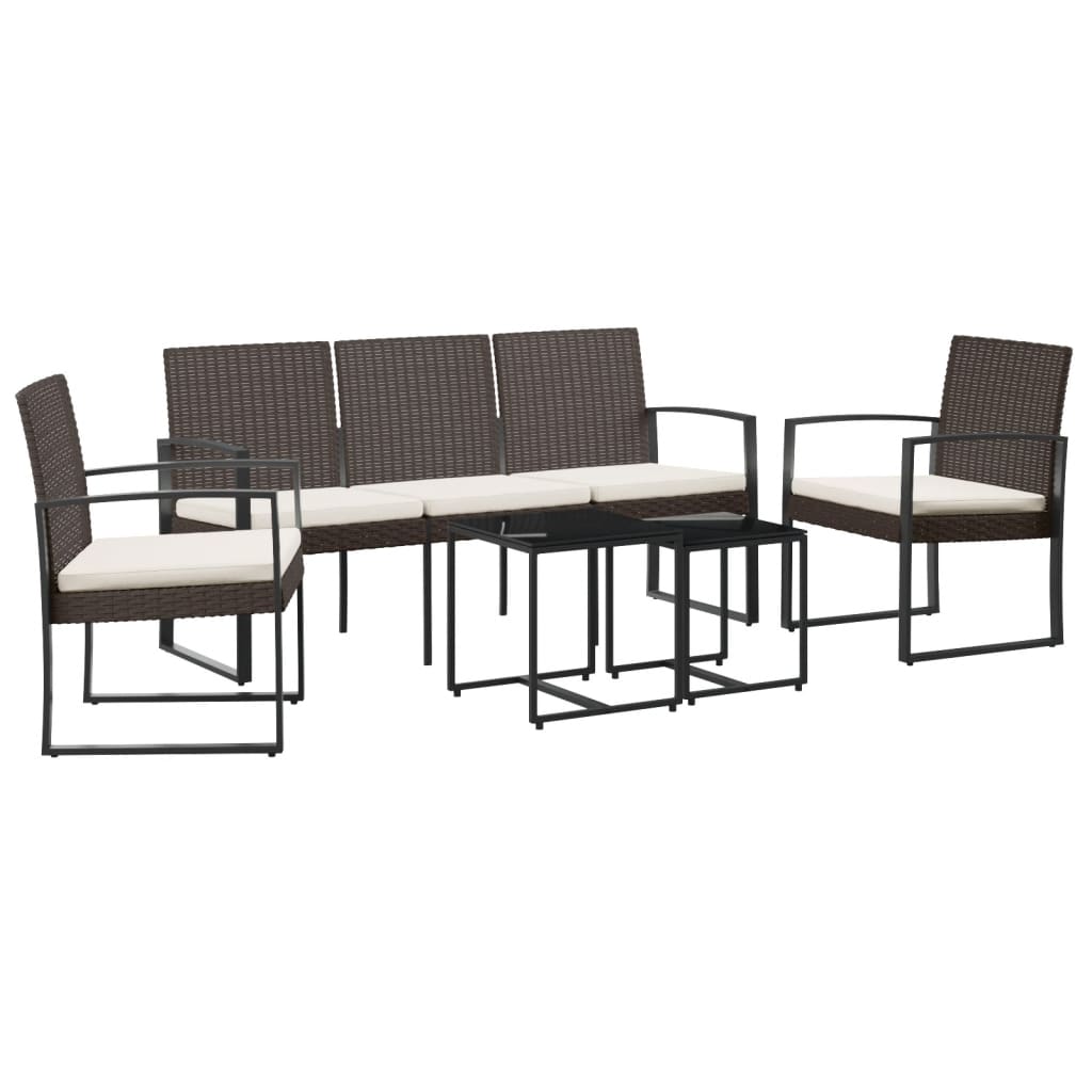 Garden Dining Set Brown Polypropylene Medium Durable