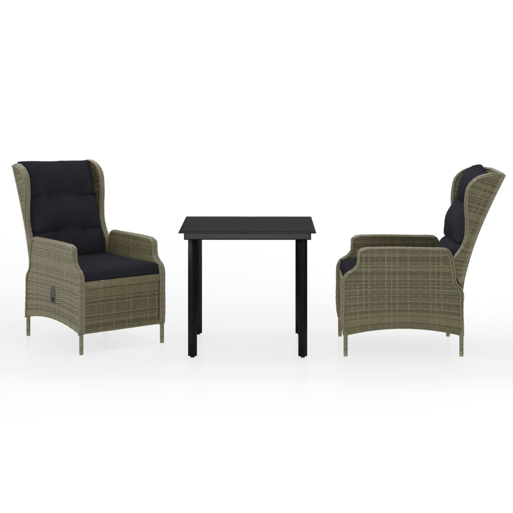 Garden Dining Set Brown Powder-coated steel 3 piece set