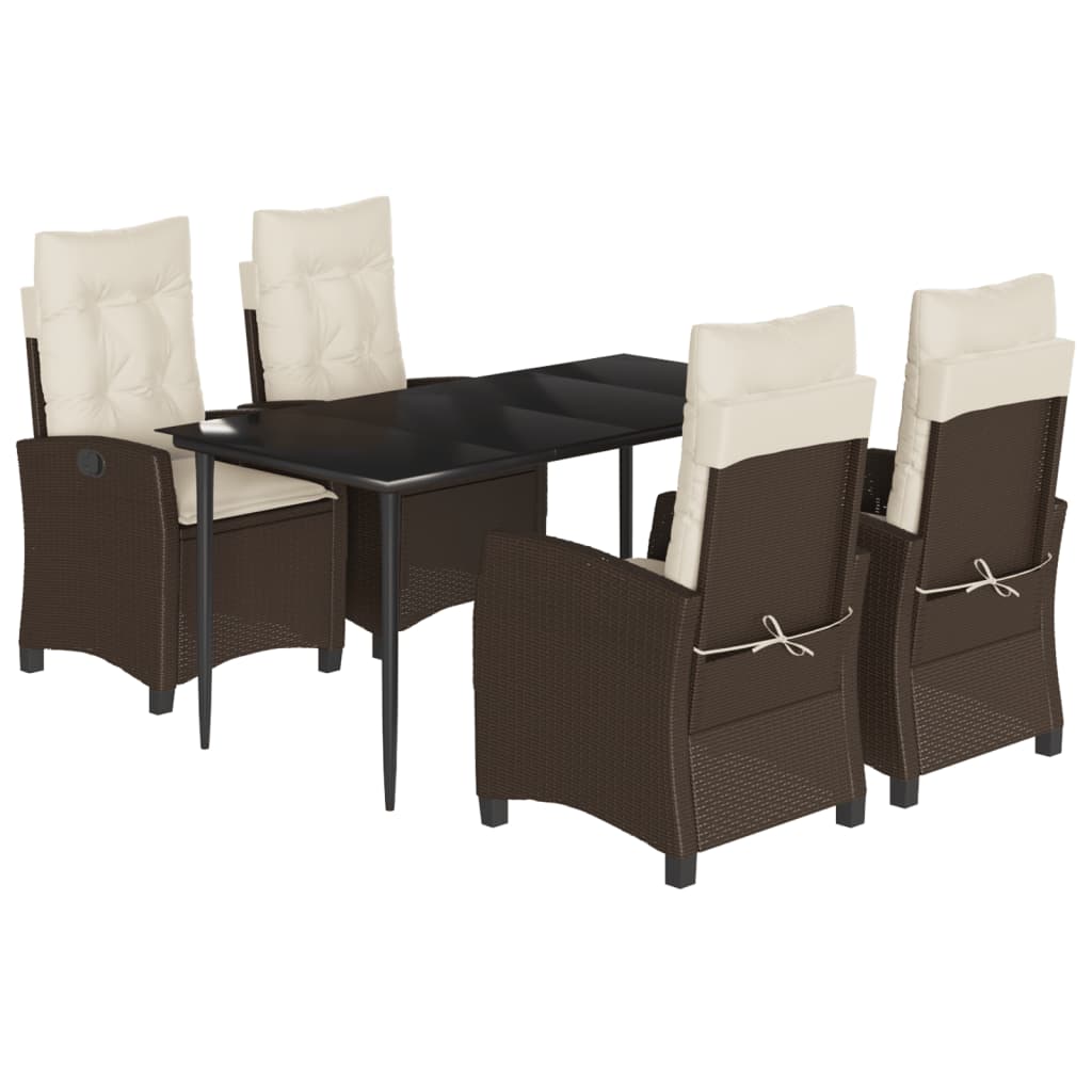Garden Dining Set Brown Powder-coated steel Medium