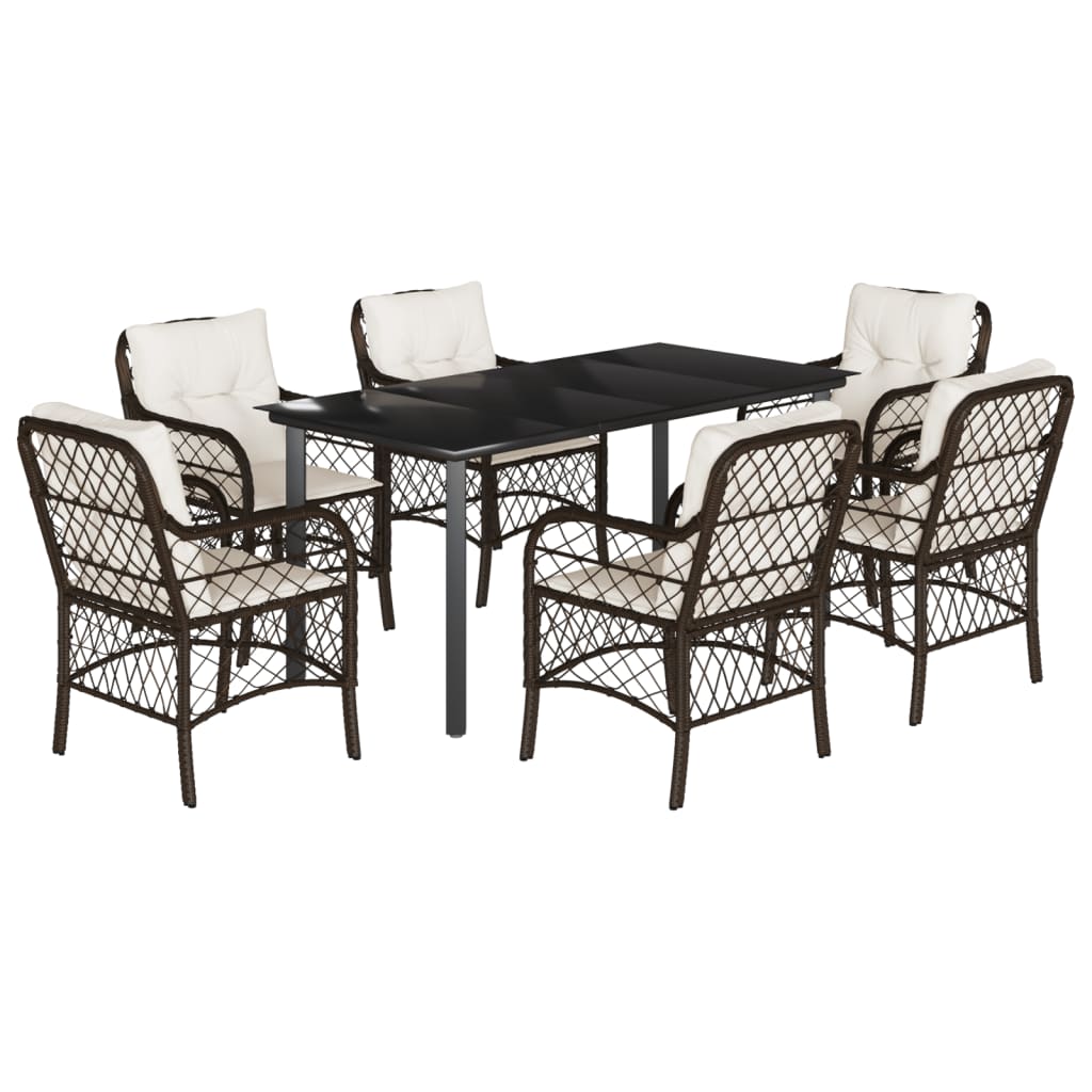 Garden Dining Set Brown Powder-coated steel Medium