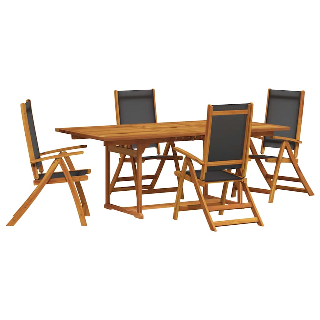 Garden Dining Set Brown Solid acacia wood 5 Piece