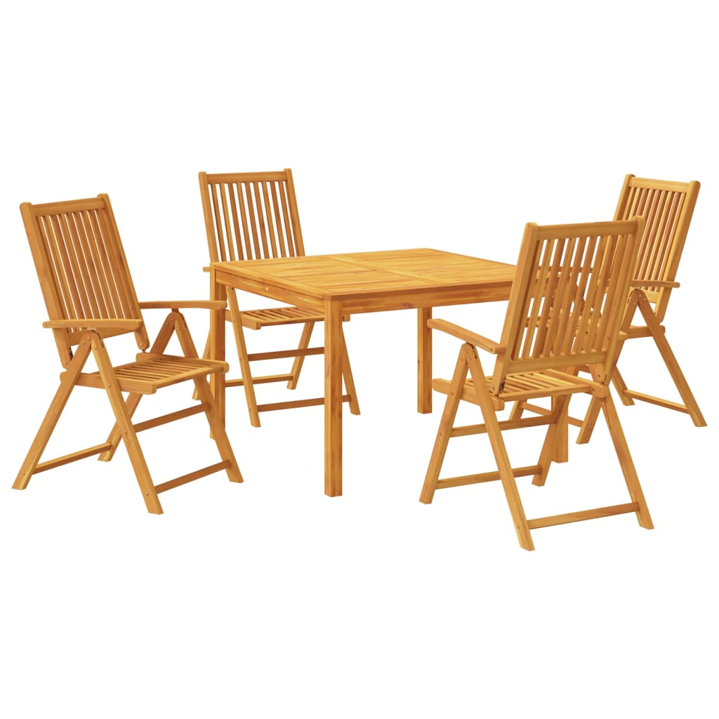 Garden Dining Set Brown Solid Acacia Wood Medium Foldable