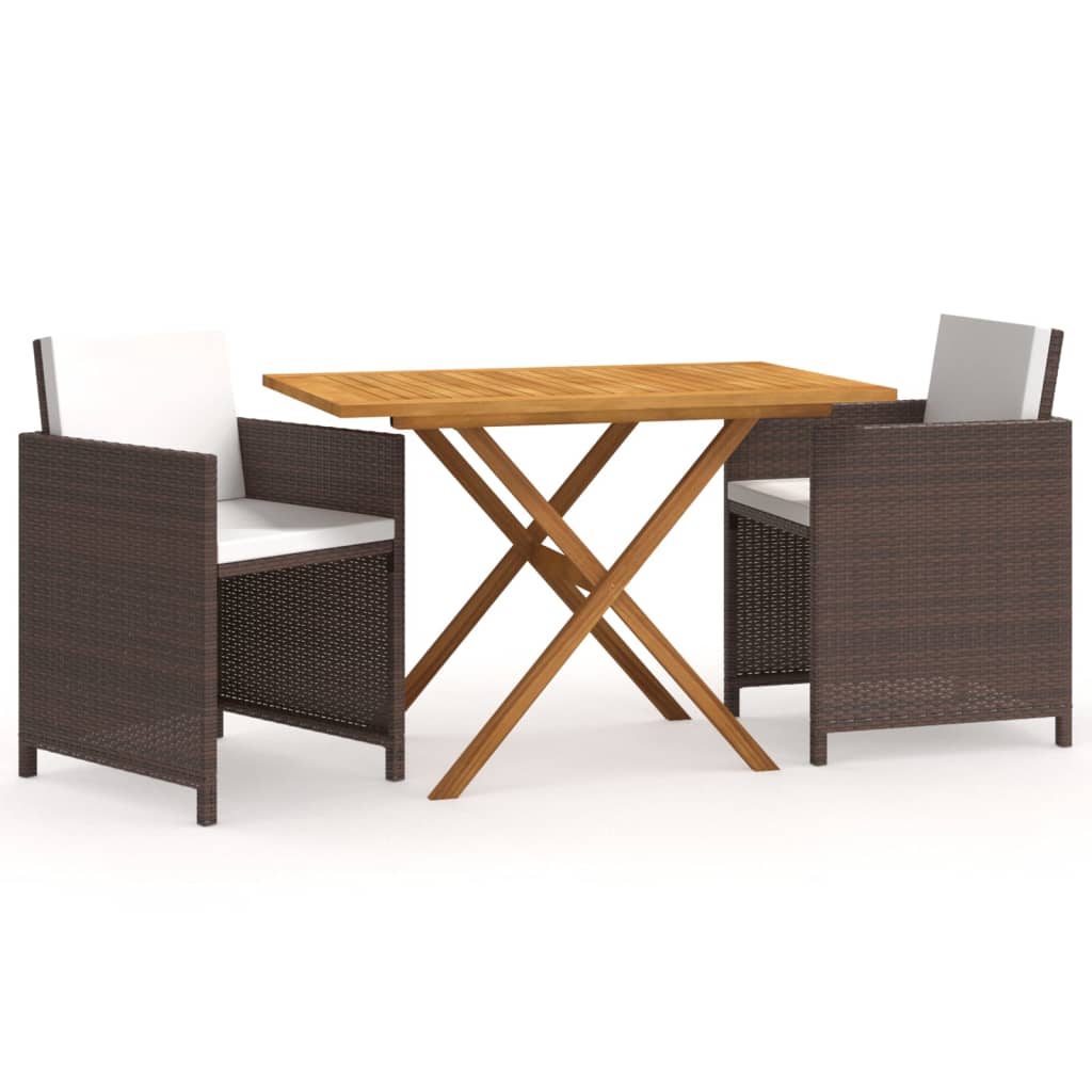 Garden Dining Set Brown Solid acacia wood Medium Removable Covers