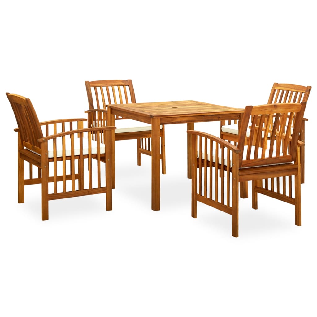 Garden Dining Set Cream white Solid Acacia wood Standard Durable