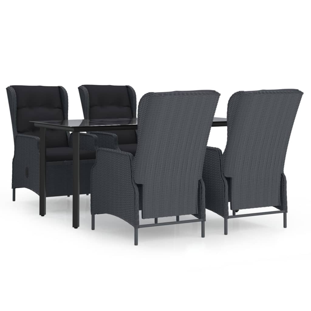 Garden Dining Set Dark Grey Round PE Rattan Garden Dining Set
