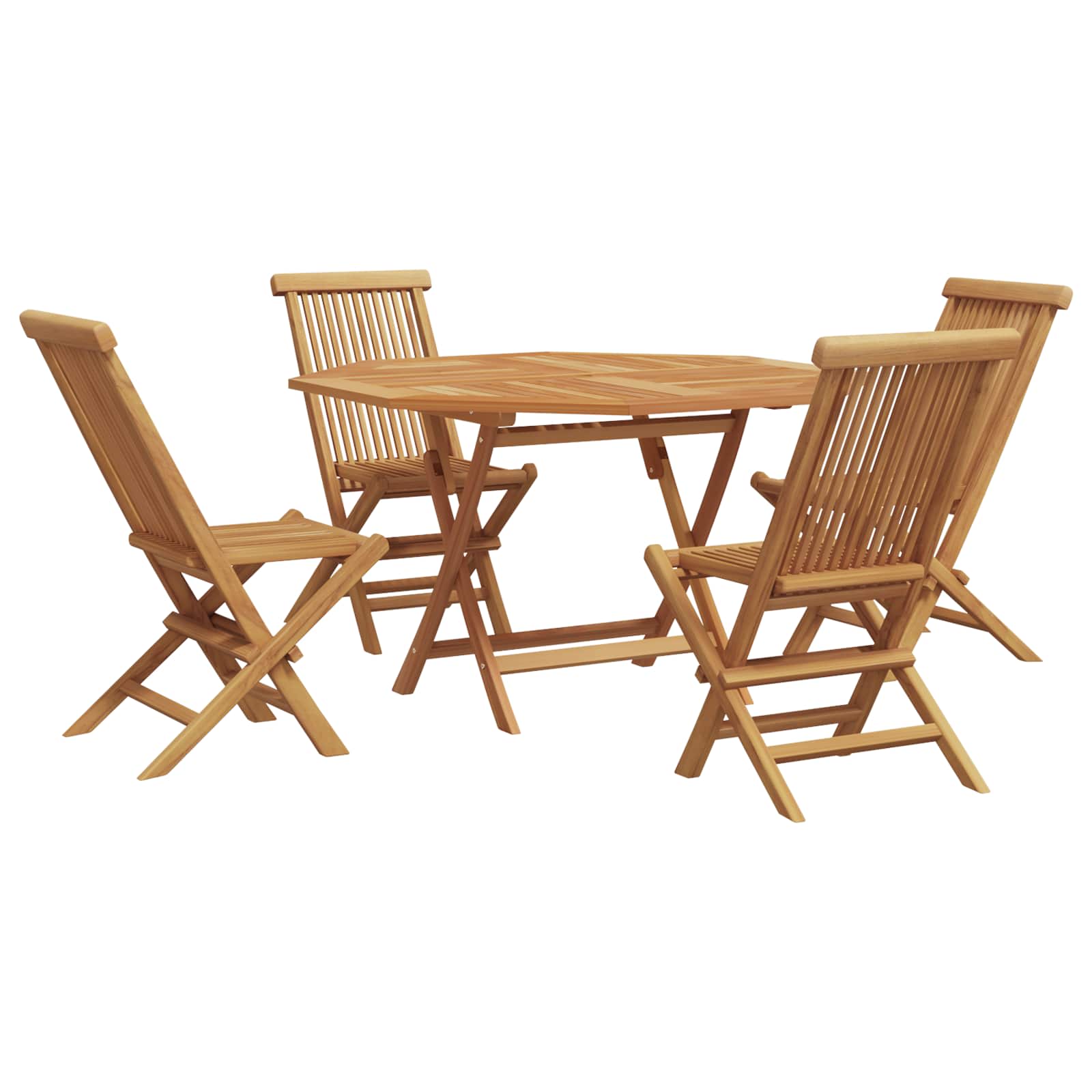 Garden Dining Set Folding 5 pcs Brown Solid Teak Wood