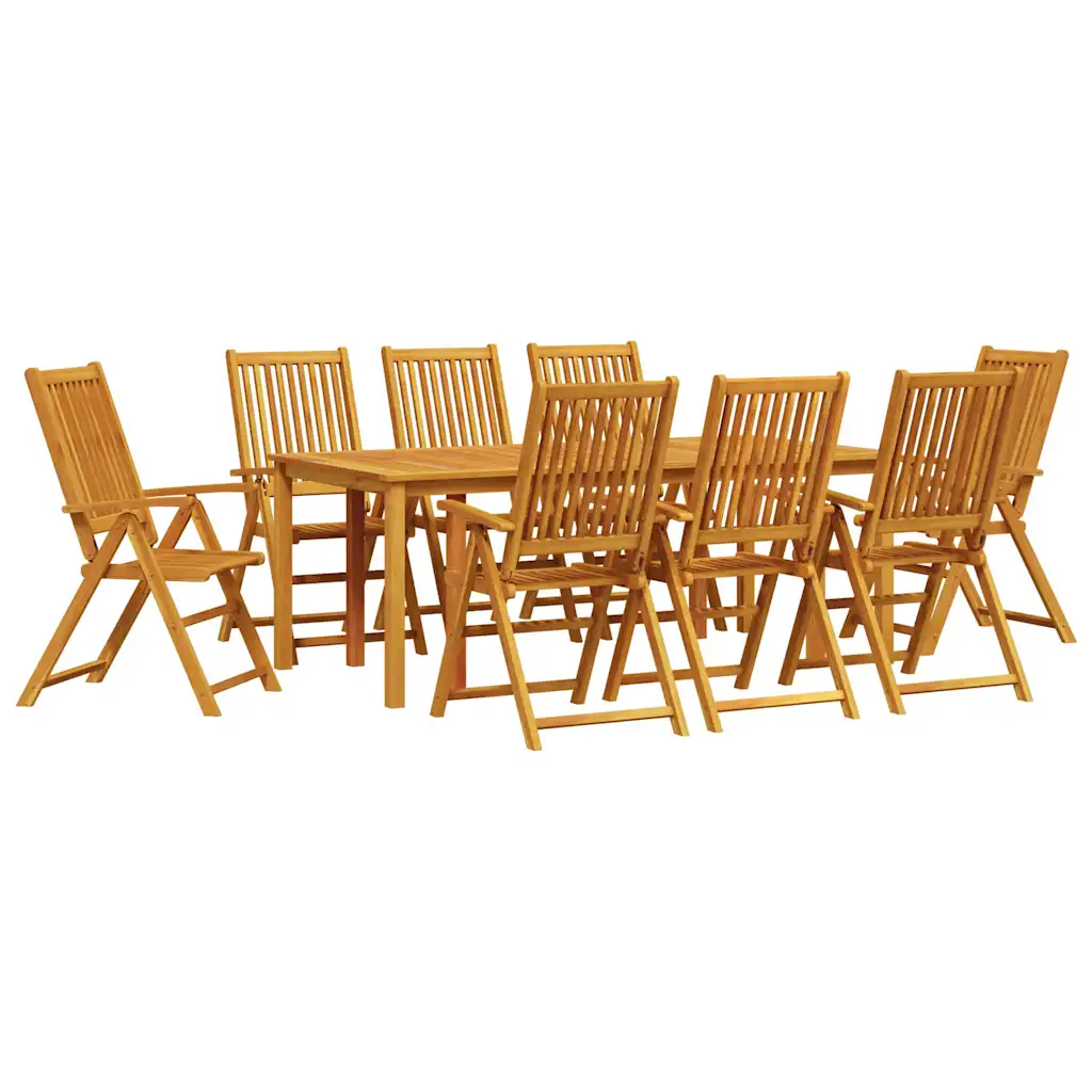 Garden Dining Set Folding 9 pcs Brown Solid Acacia Wood