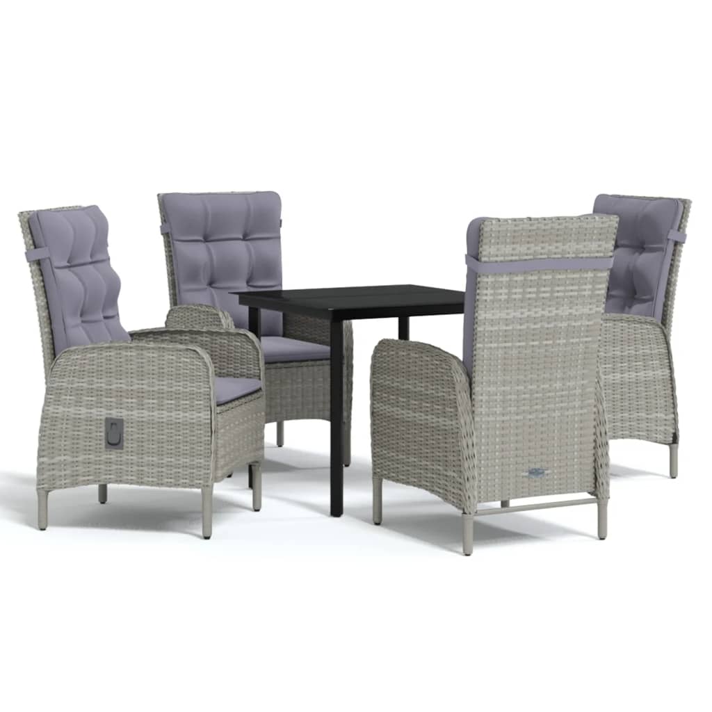 Garden Dining Set Gray and Black