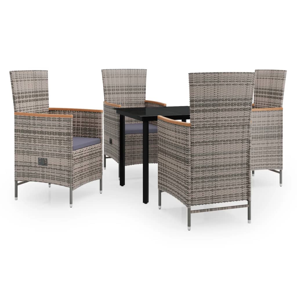 Garden Dining Set Gray and Black Coated Steel Medium