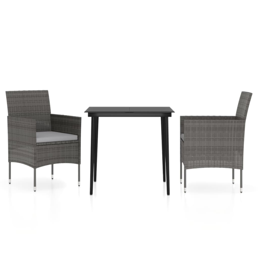 Garden Dining Set Gray and Black PE rattan Medium Durable
