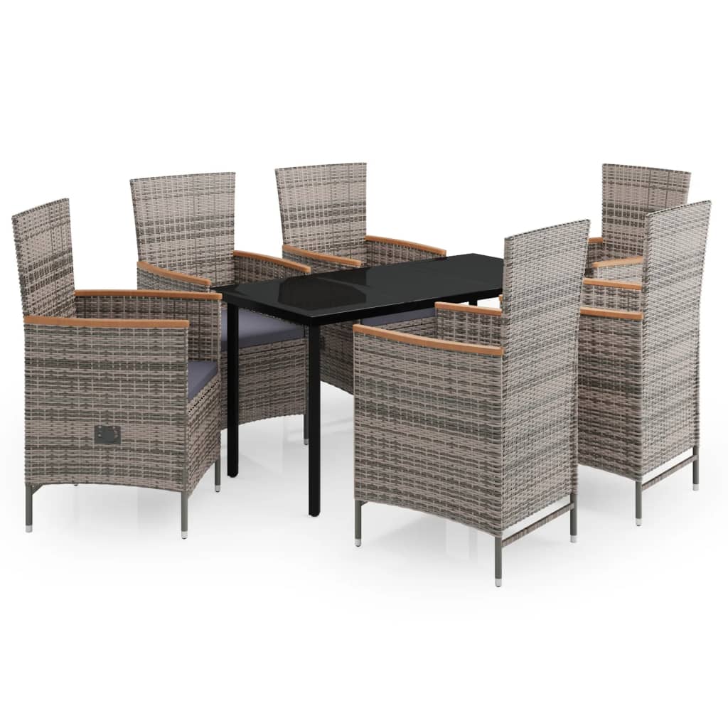 Garden Dining Set Gray, Black