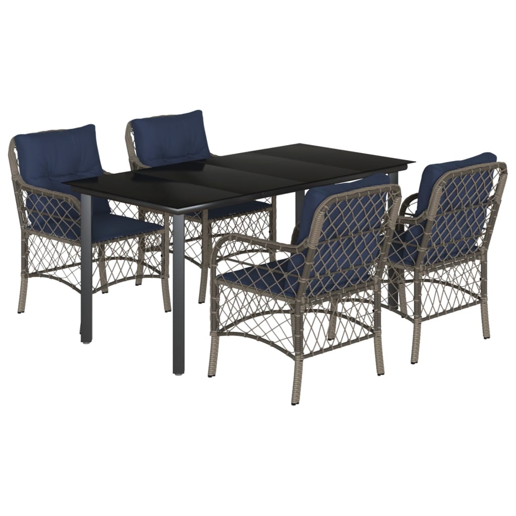 Garden Dining Set Gray, Navy Blue, Black
