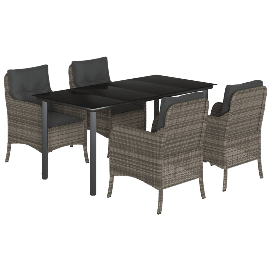 Garden Dining Set Gray PE rattan 4-seater UV-resistant materials
