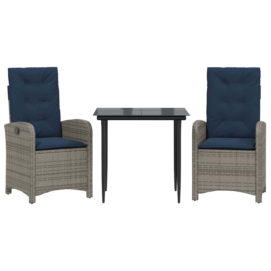 Garden Dining Set Gray PE rattan Medium Adjustable Feet