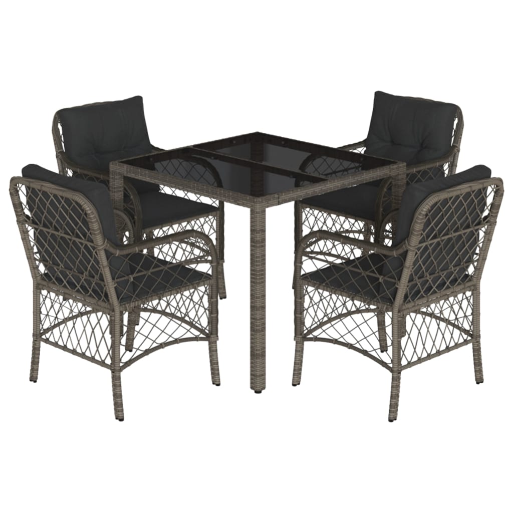 Garden Dining Set Gray PE rattan Medium Removable Covers