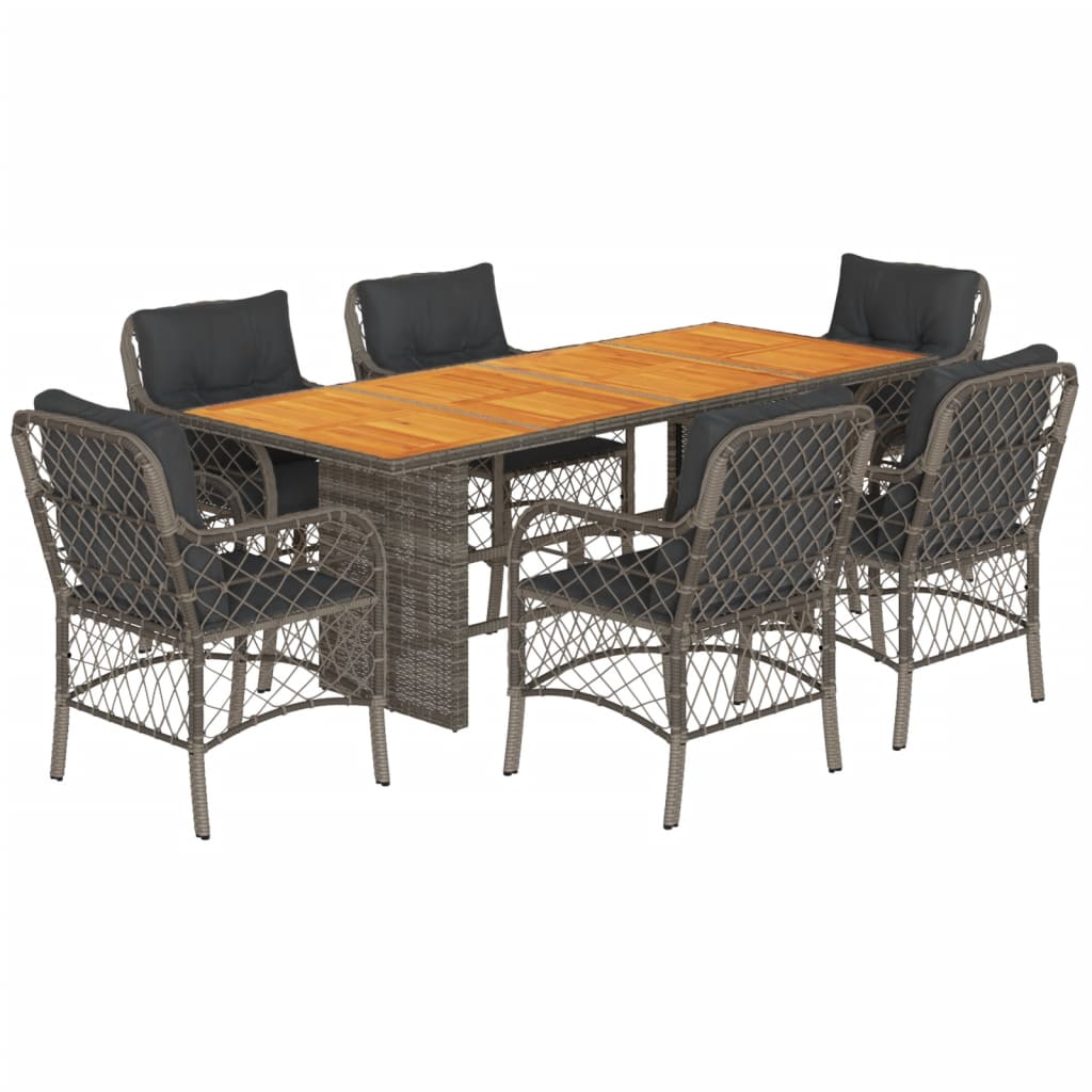 Garden Dining Set Gray PE rattan Standard Removable Covers