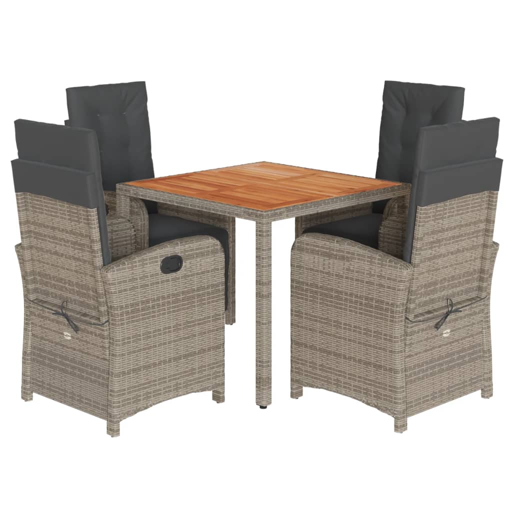 Garden Dining Set Gray Poly rattan Standard Adjustable Footrests