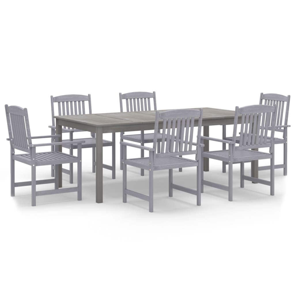 Garden Dining Set Gray Solid acacia wood Seven Piece Set Durable