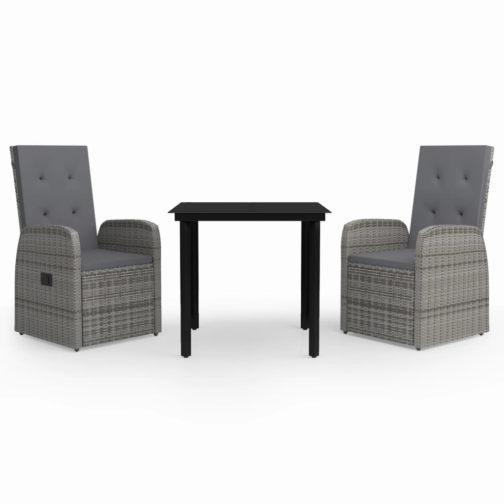 Garden Dining Set Grey and black