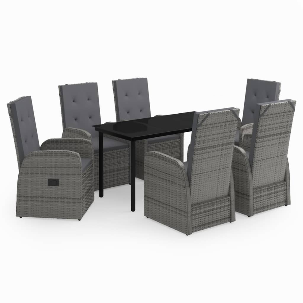Garden Dining Set Grey and black