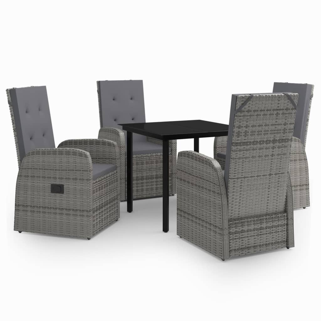Garden Dining Set Grey and Black