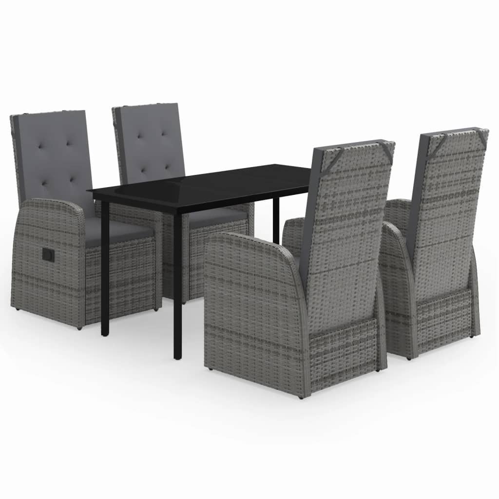 Garden Dining Set Grey and black