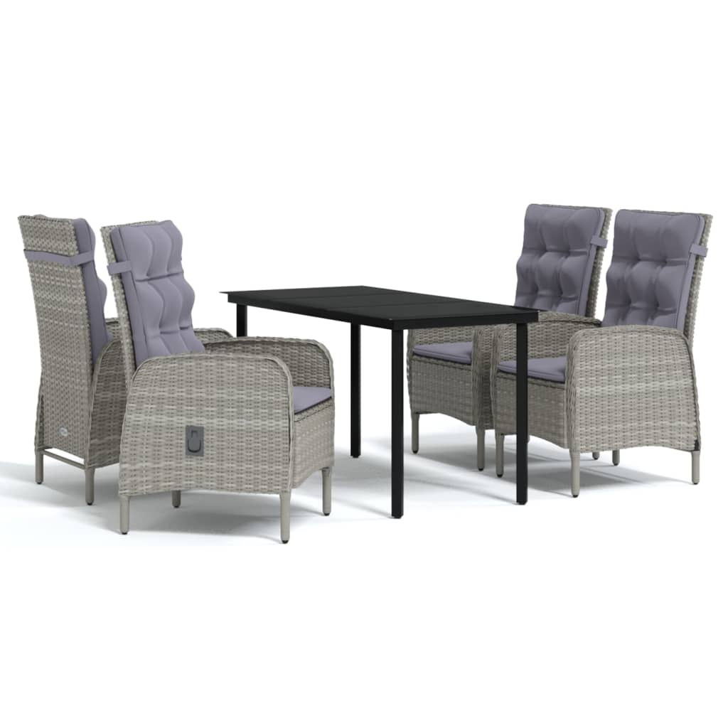 Garden Dining Set Grey and Black