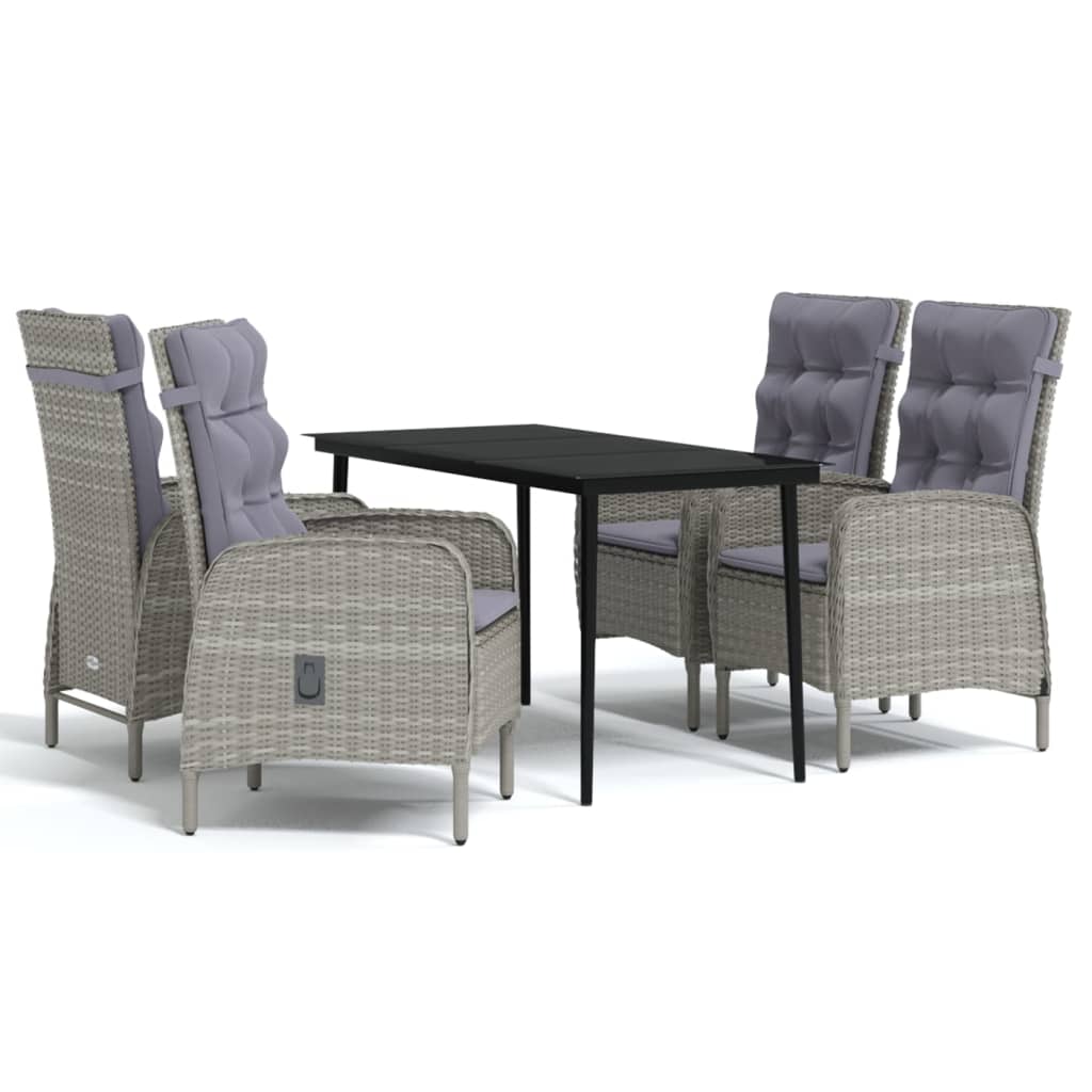 Garden Dining Set Grey and Black