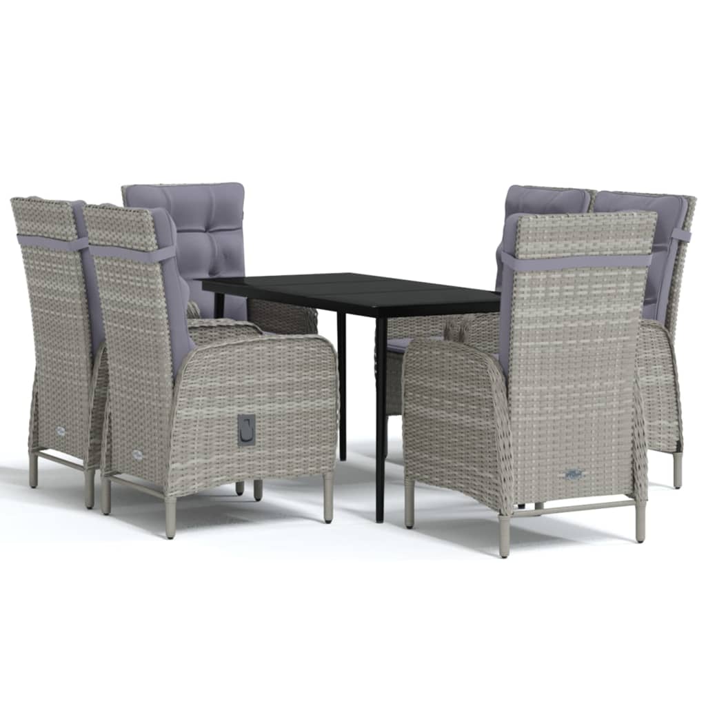 Garden Dining Set Grey and Black