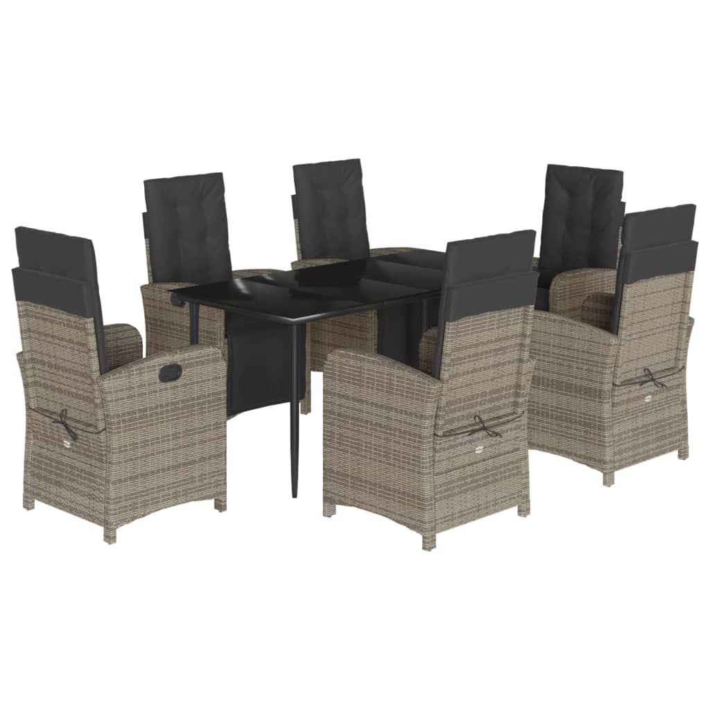 Garden Dining Set Grey and Black